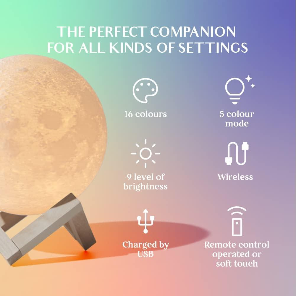 Moon Beam 3D LED Light 15cm - Home Decor LED Lamp - Moon Model Light Up Wireless
