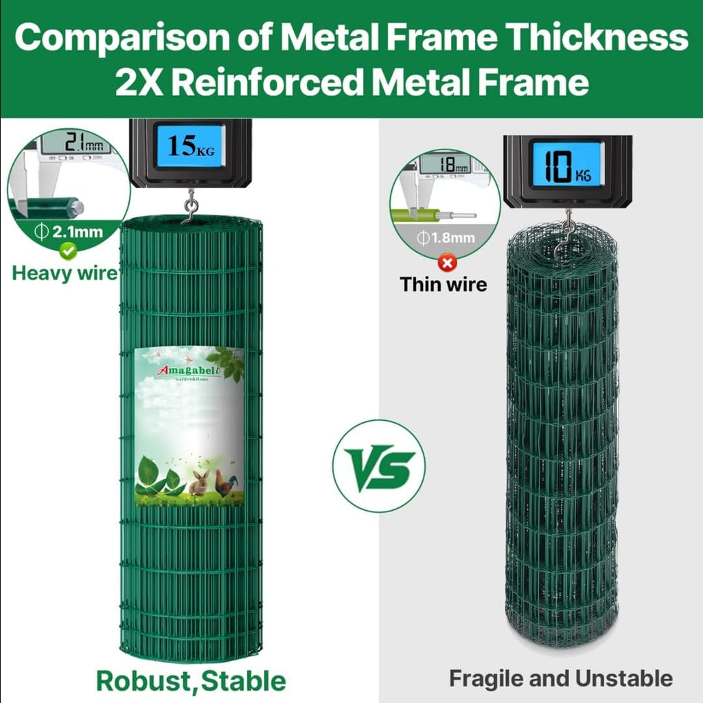 1M x 25M Green PVC Wire Mesh Fence Heavy Duty Rust Proof Garden Fencing Roll