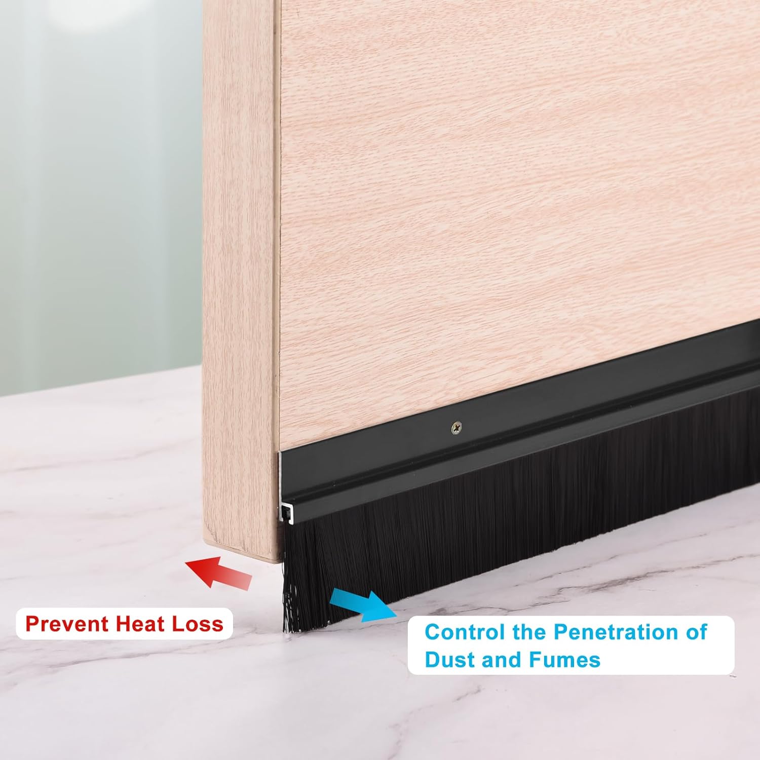 Door Brush Bottom Sweep H Shape 1200mm Black Aluminum 2Pcs Sourcing Map