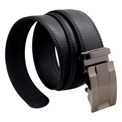 QHA Men's Triple Stripe Gunmetal Ratchet Belt 35mm Holeless Q5087