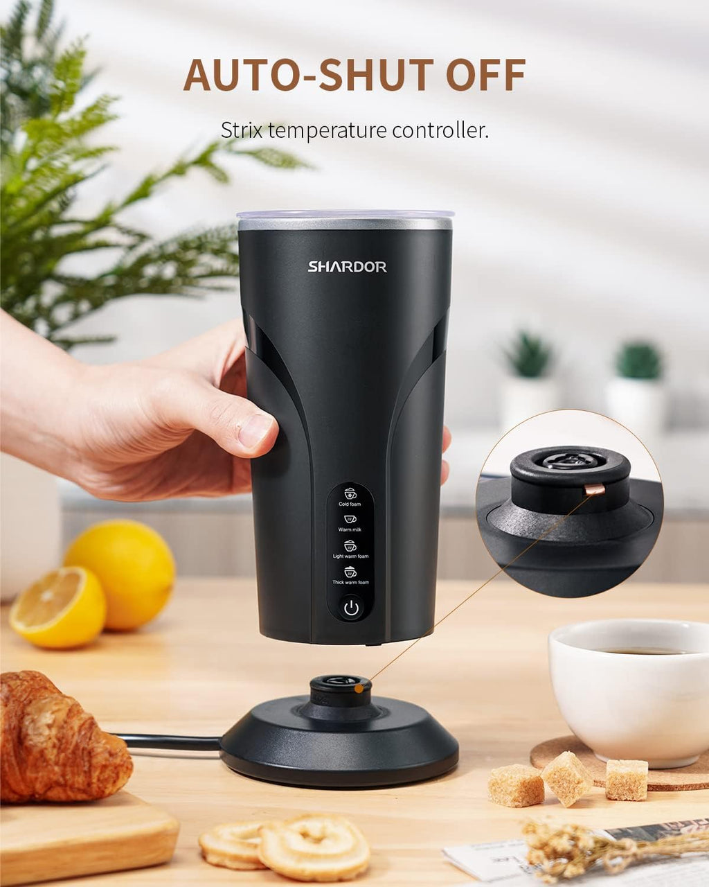 Electric Milk Frother and Steamer 300ml Hot Cold Foam Maker SHARDOR