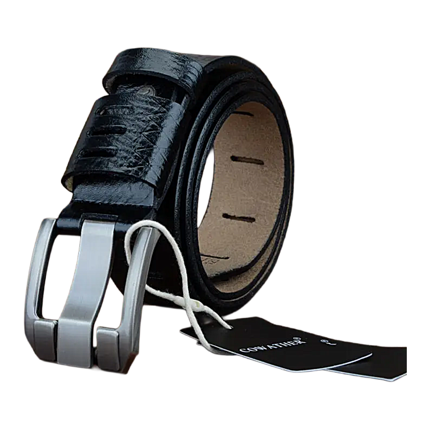 Mens Genuine Leather Belt Big Size 3.8cm Pin Buckle Jeans Belt Black Brown