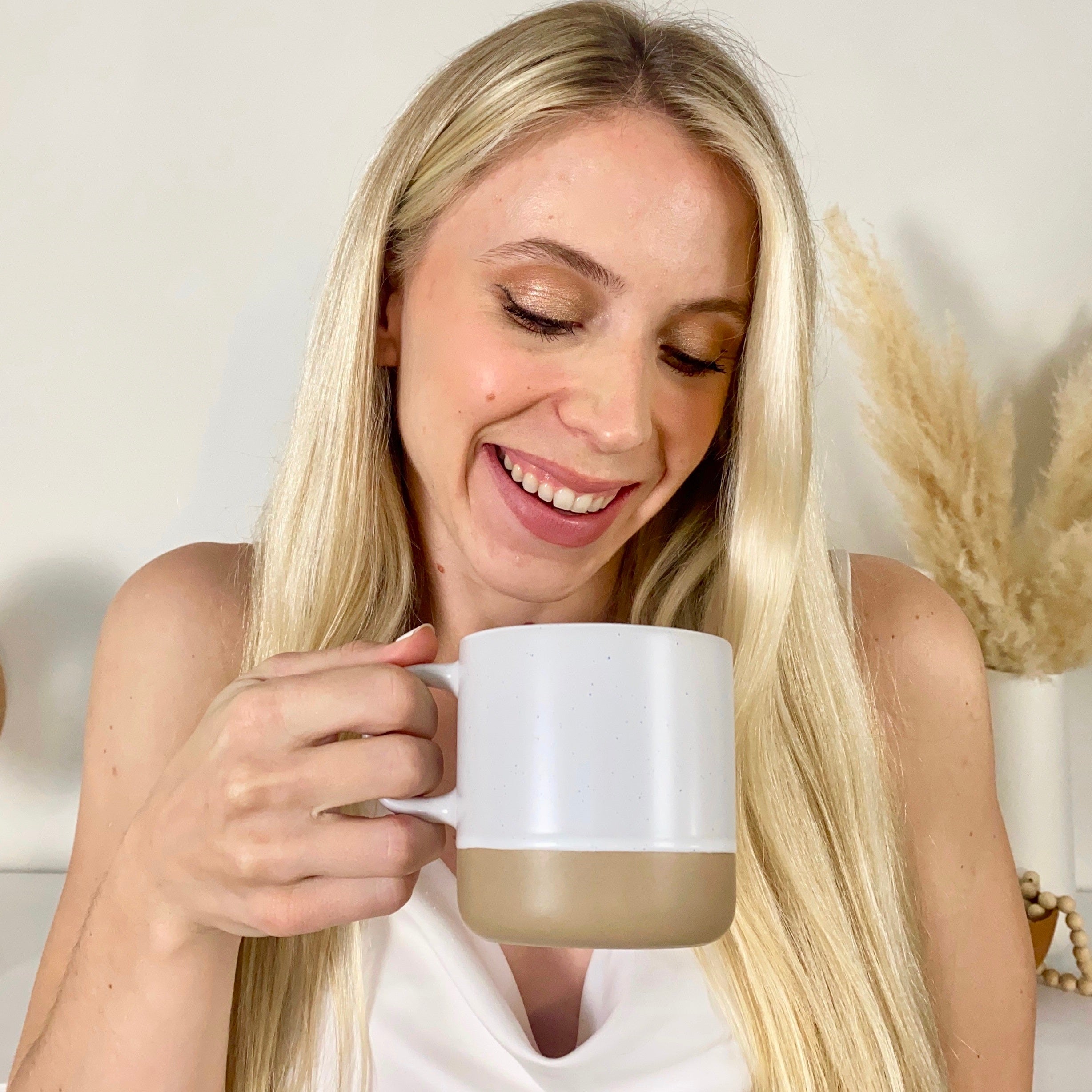 Ceramic Coffee Mug White Speckled Stoneware 355ml 4-Pack