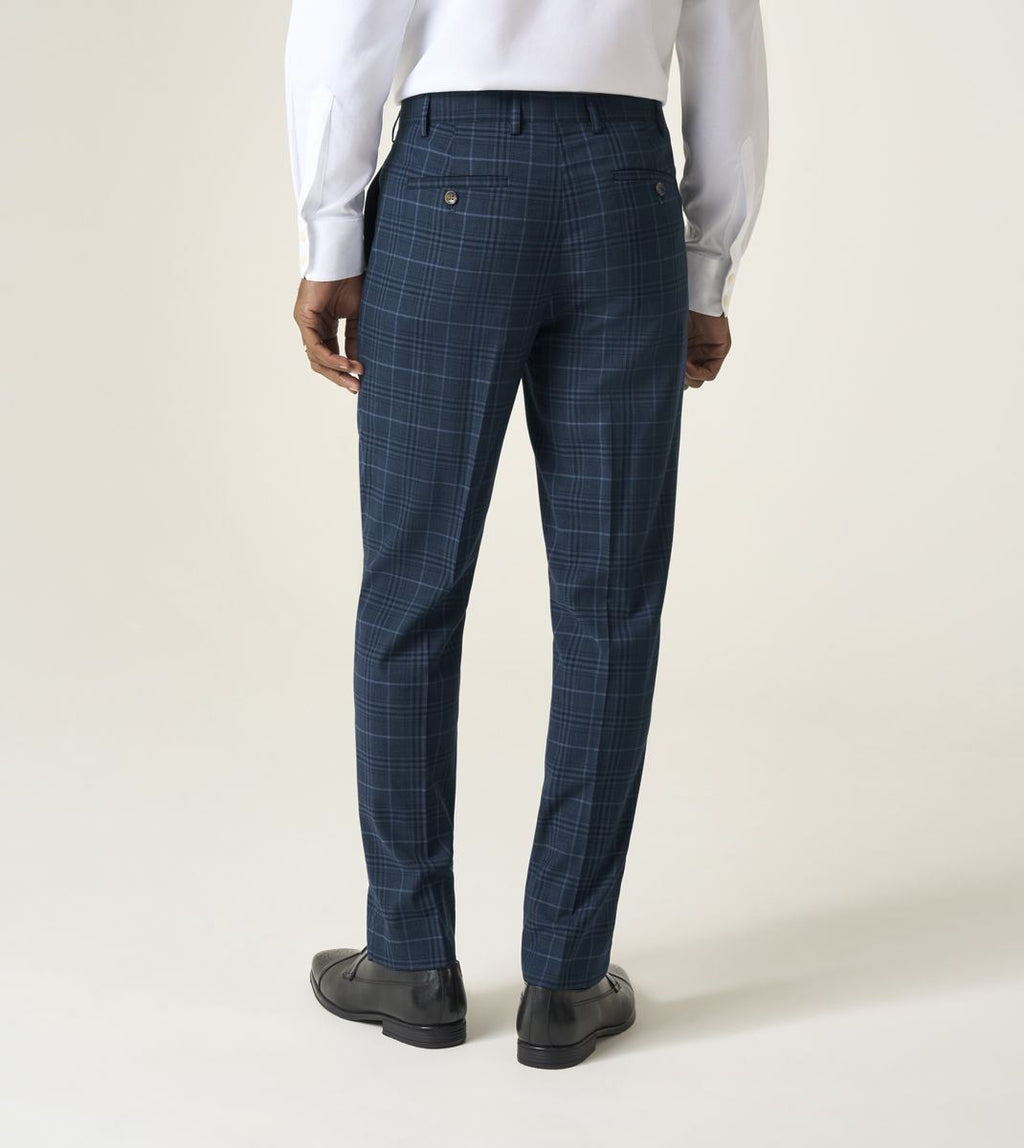 Skopes Spencer Suit Tailored Fit Trouser For Men in Navy Check, 30W-58W