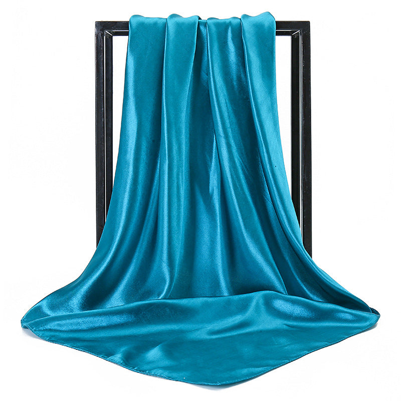 Ladies' Solid Colour Silk Satin Square Scarf, 90/90cm Headscarf, Flight Attendants' Neckerchiefs