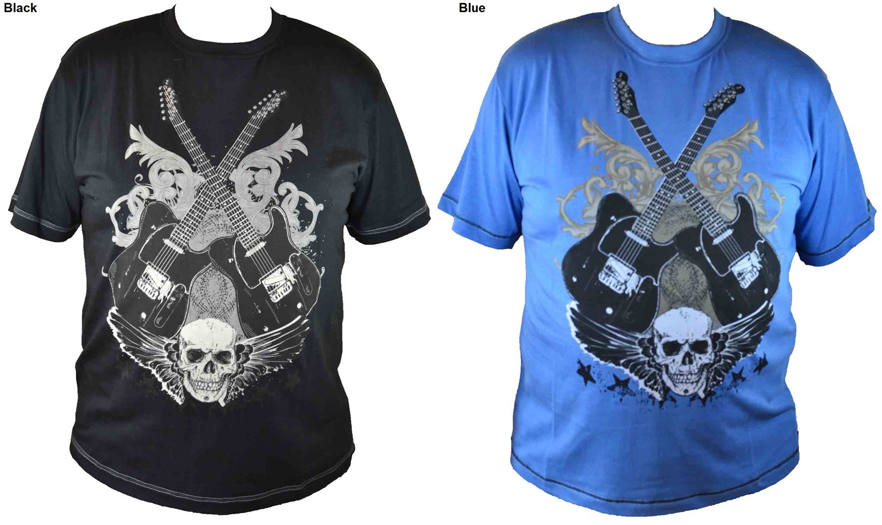 Metaphor Printed Tee Shirt "Twin Guitars" in Size 2xl to 8xl