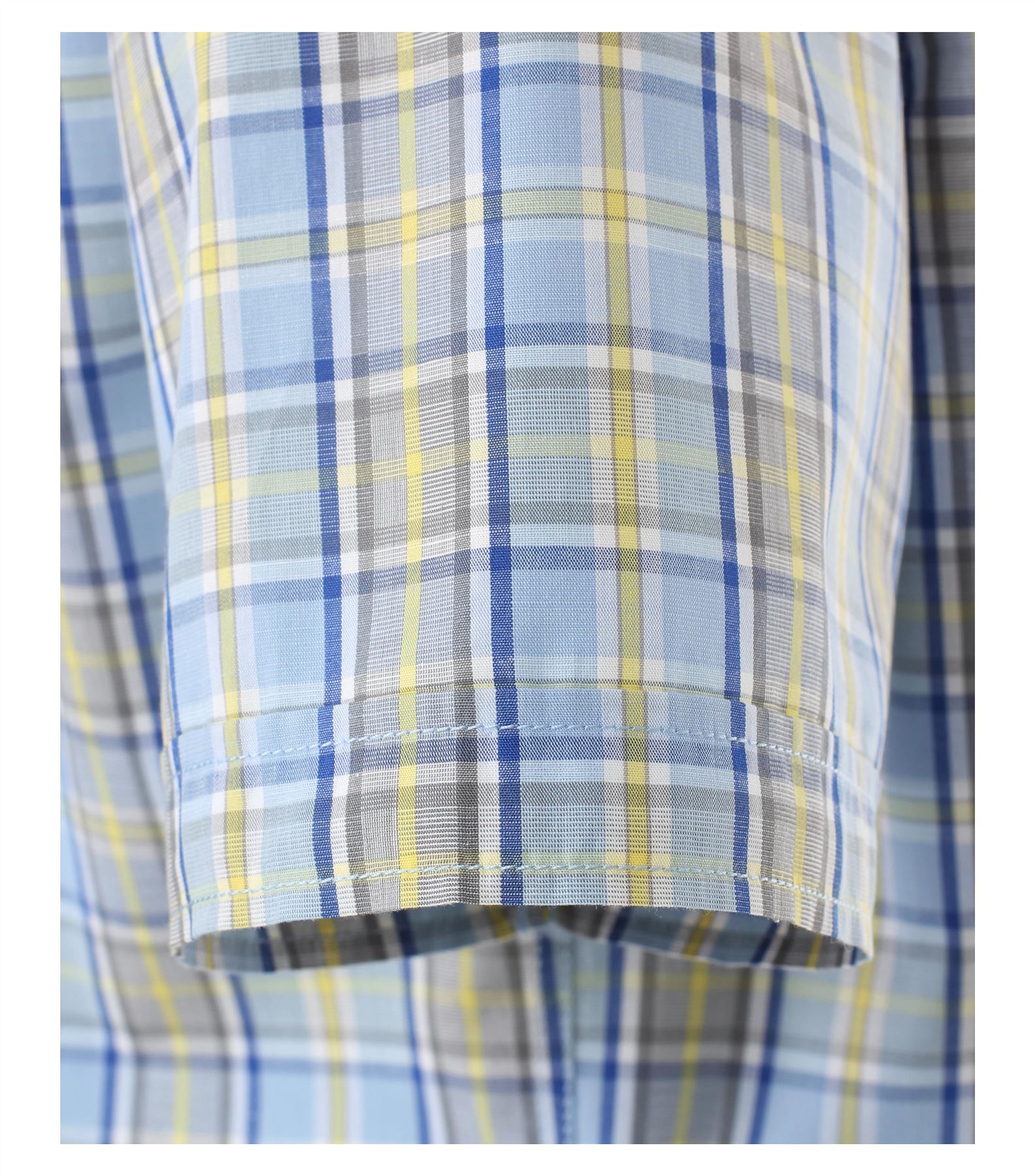 Casa Moda Premium Cotton Short Sleeve Checked Shirt (972728500) in Blue/Yellow