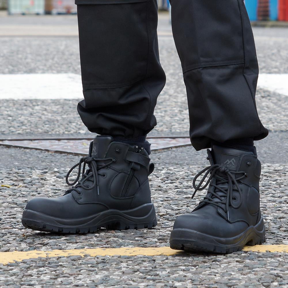 Rockfall Mens Wide (EE) Fit Lightweight Protective Toe Cap Safety Trainers (Jet)