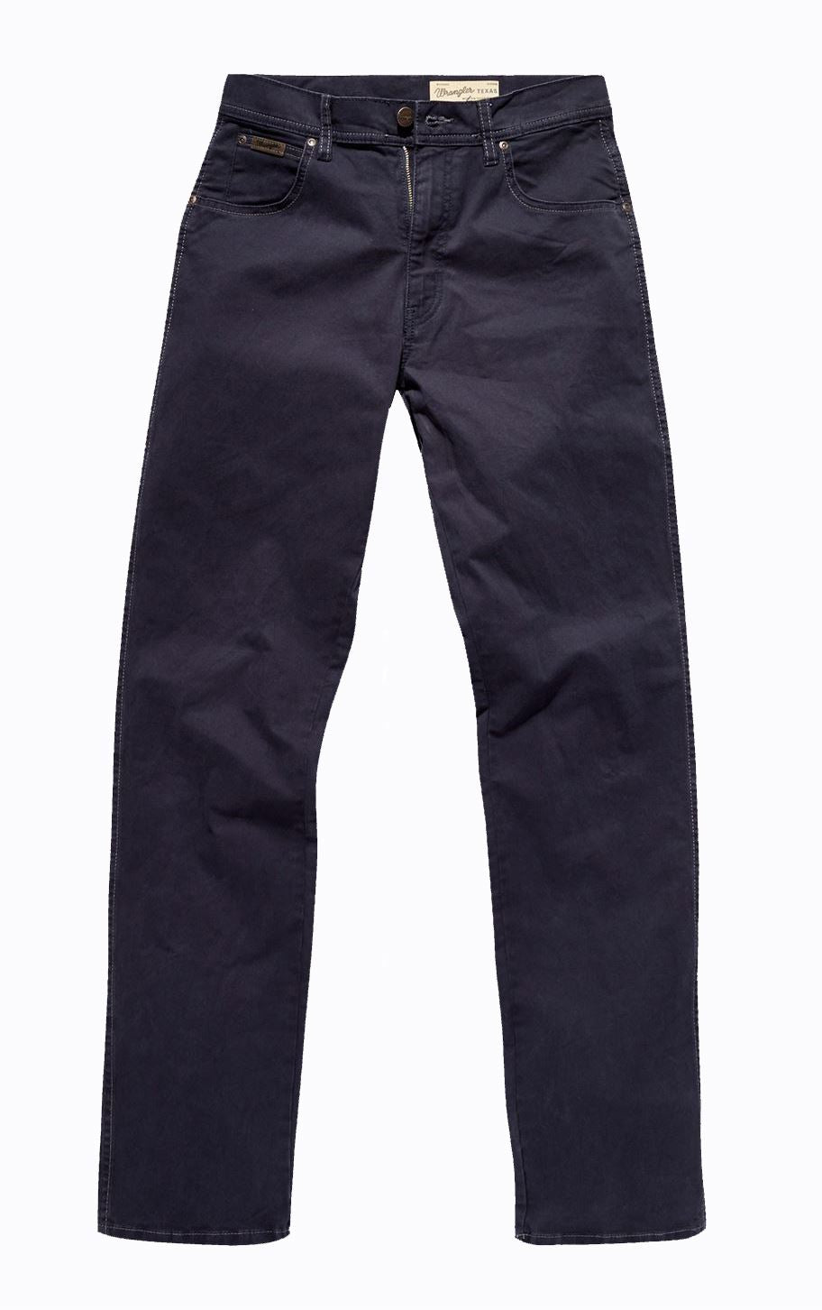 Wrangler Mens Texas Stretch Navy Soft Cotton Chino Trousers