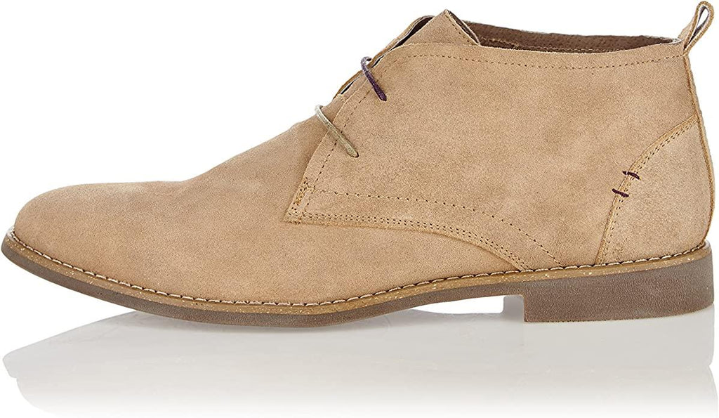Front Men's Roscoe Suede Leather Lace Up Desert Boots in Sand 12 to 15