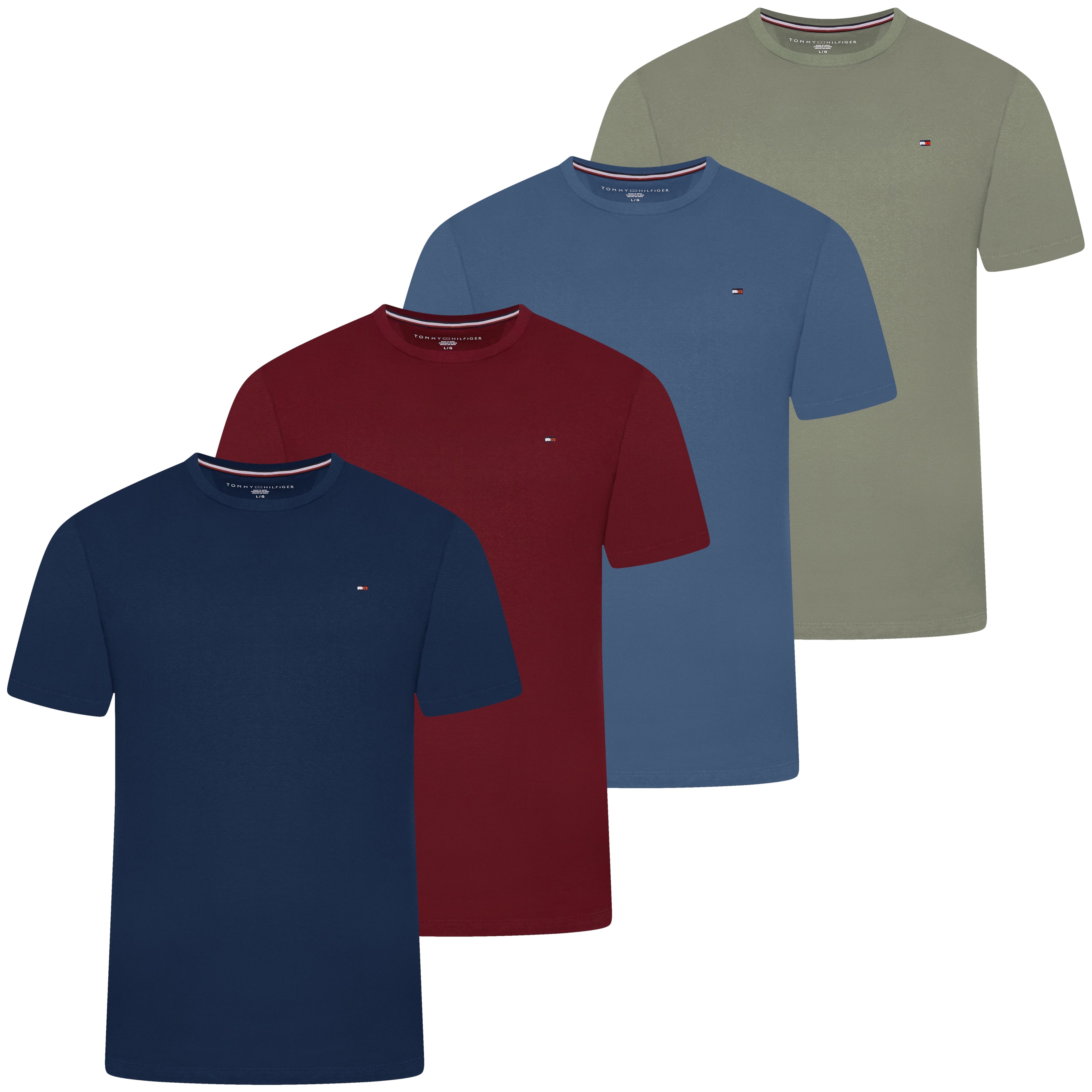 Tommy Hilfiger Mens Flag Embroidered Cotton Crew Neck T-Shirt S-2XL