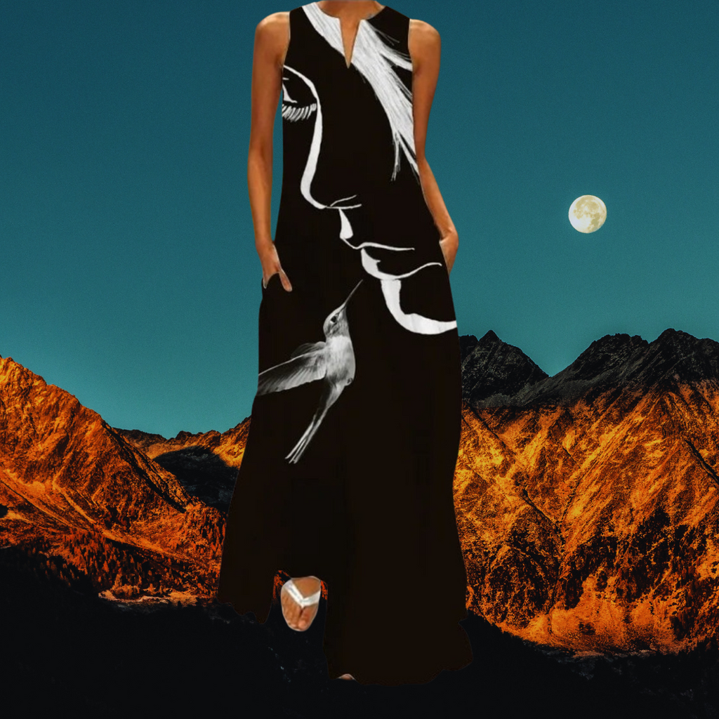 Bohemian Printed Maxi Dress with Pockets - Loose Ankle-Length Summer A-Line Dress for Women COLLECTION