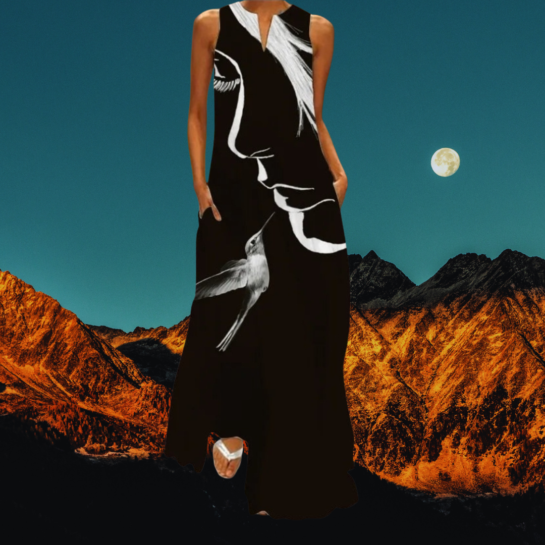 Bohemian Printed Maxi Dress with Pockets - Loose Ankle-Length Summer A-Line Dress for Women COLLECTION