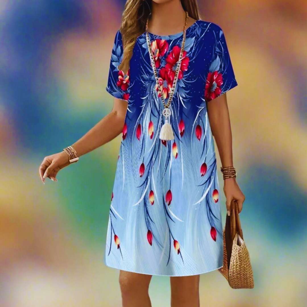 Plus Size African Print Mini Dresses – Colourful Ethnic O-Neck Summer Dresses for Women