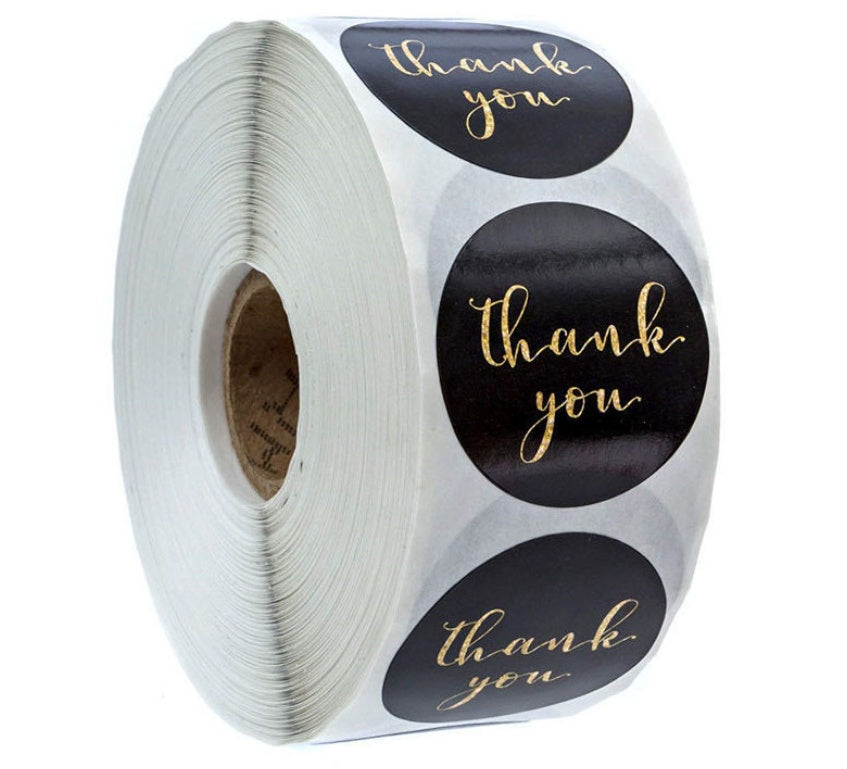 500pcs/roll Gold Foil Thank You Stickers, Business Stickers