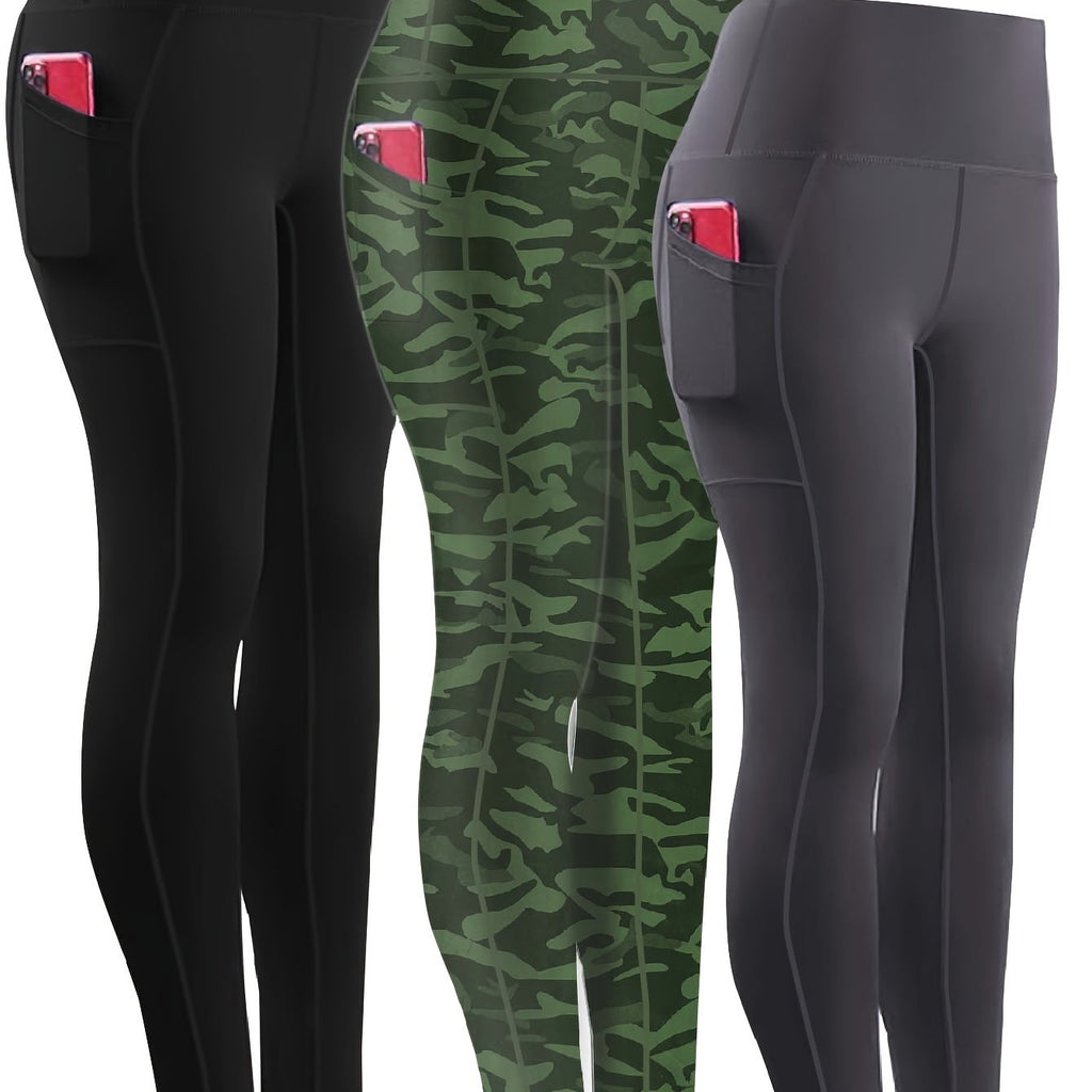 Three-piece Set, Sports Yoga Pants for Women, High Waist, Tight, Quick-Drying, Compression Pants, High Elasticity, Running Outerwear, Long Trousers, Bottoming Pants