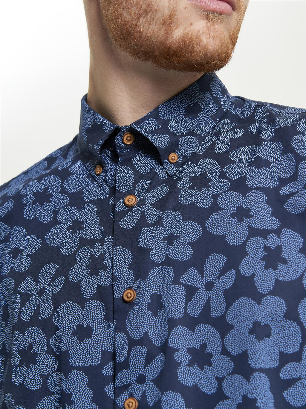 Ben Sherman Stipple Floral Print Short Sleeve Shirt For Men in Dark Navy, 2XL-5XL
