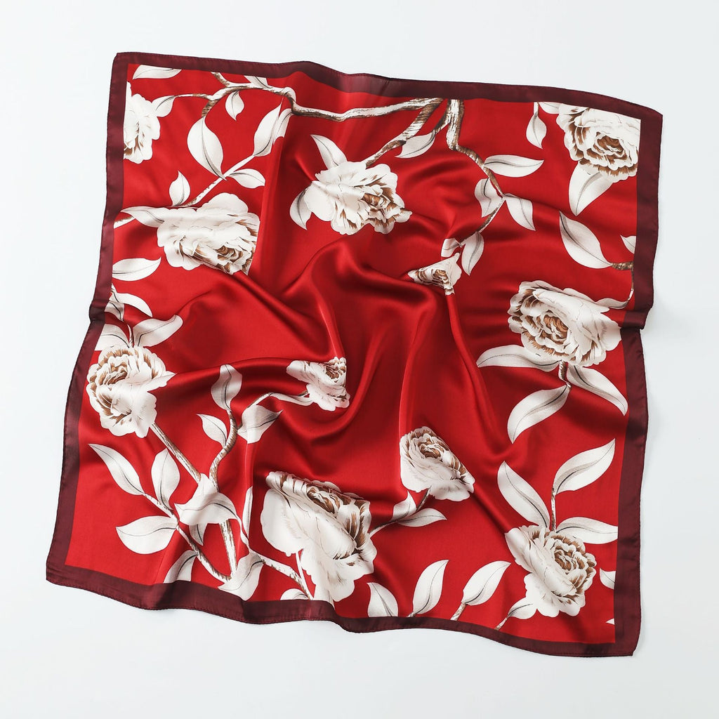 Women's Luxury Mulberry Silk Scarf, Printed Square Scarf, Fashion Bandana