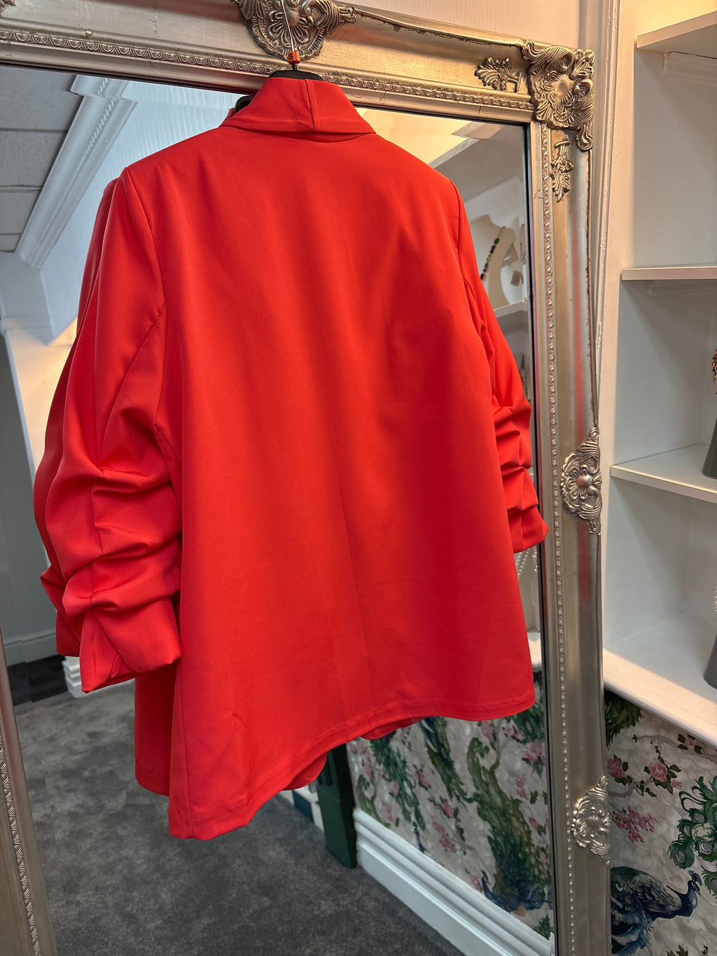 Coral Ruched Sleeve Blazer | Women’s Tailored Jacket