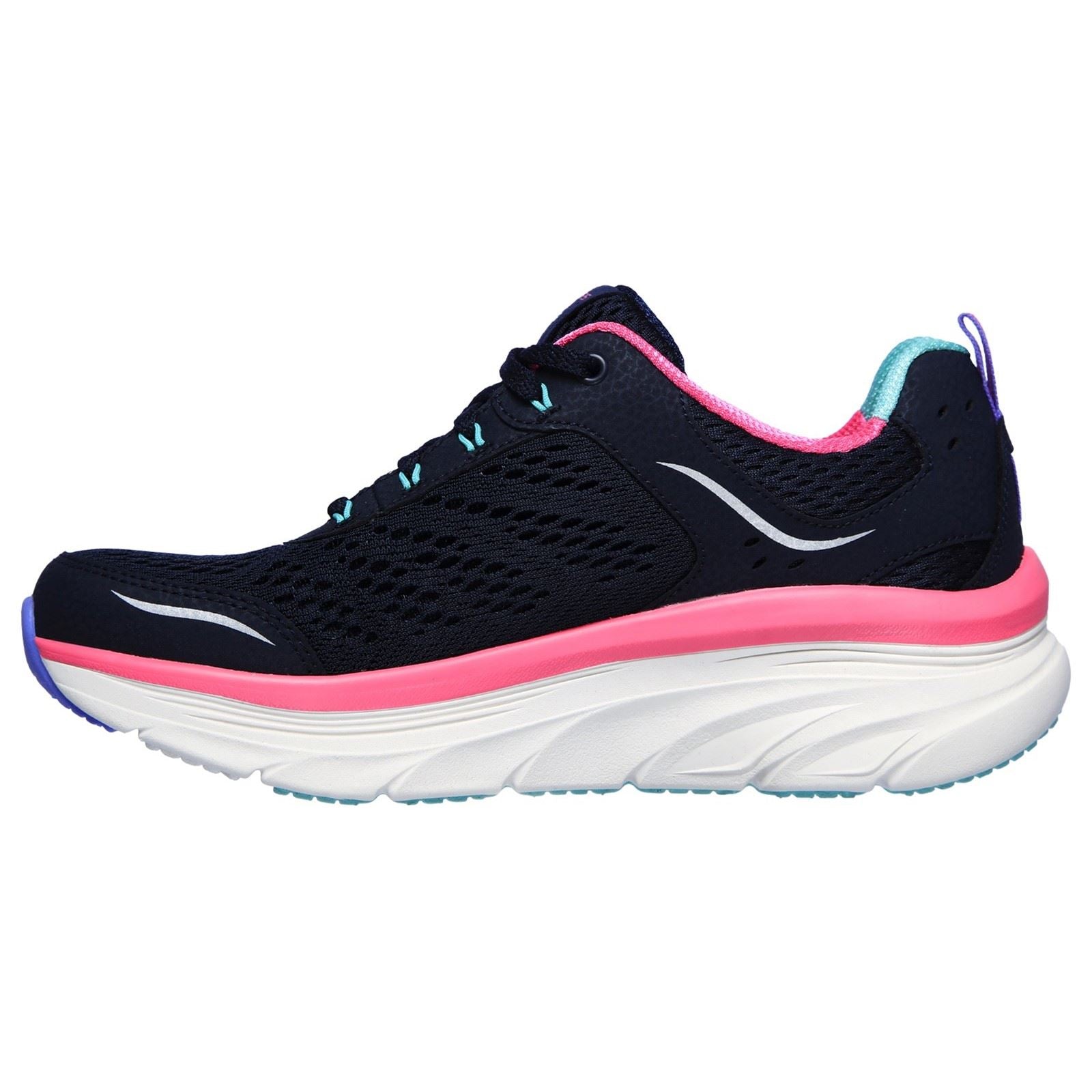 Skechers Relaxed Fit D'Lux Walker Infinite Motion Lace Up Sports Ladies Sports in Navy/Multi