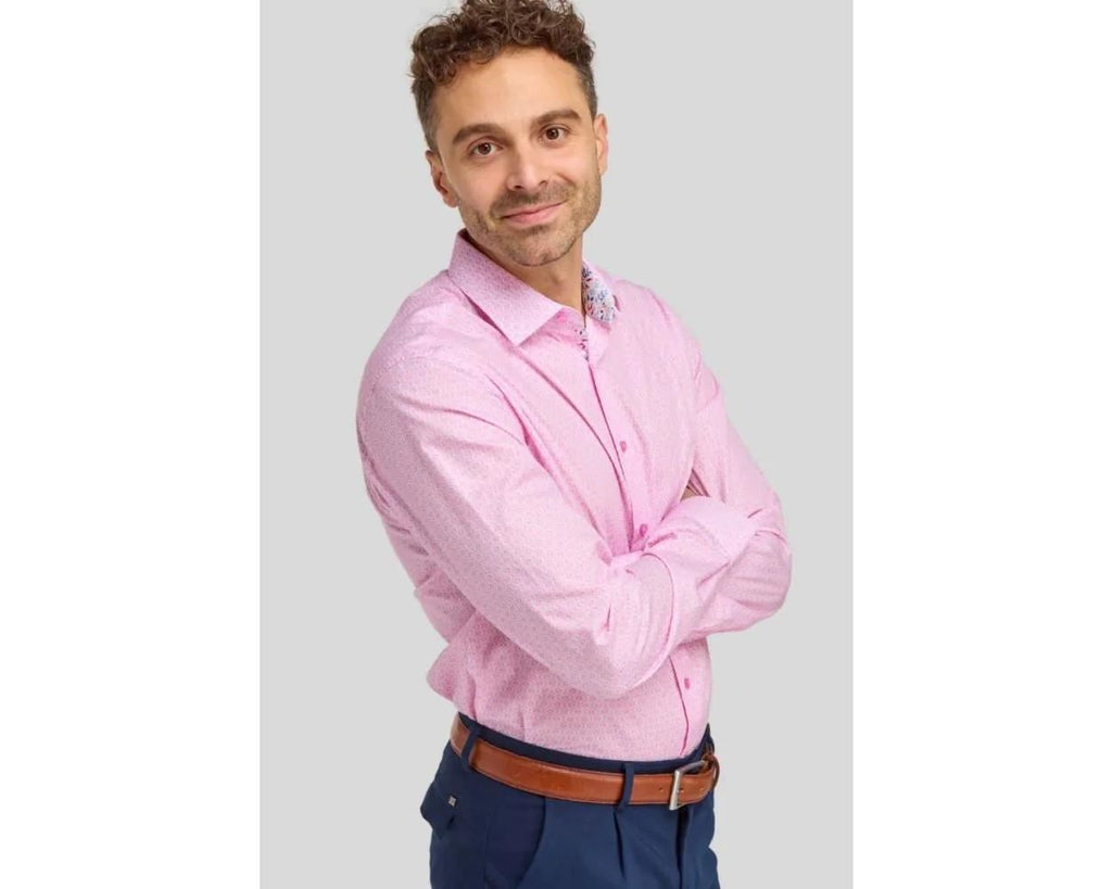 Double Two Moroccan Print Long Sleeve Shirt For Men's in 2 Colours, 15" to 18" Sizes