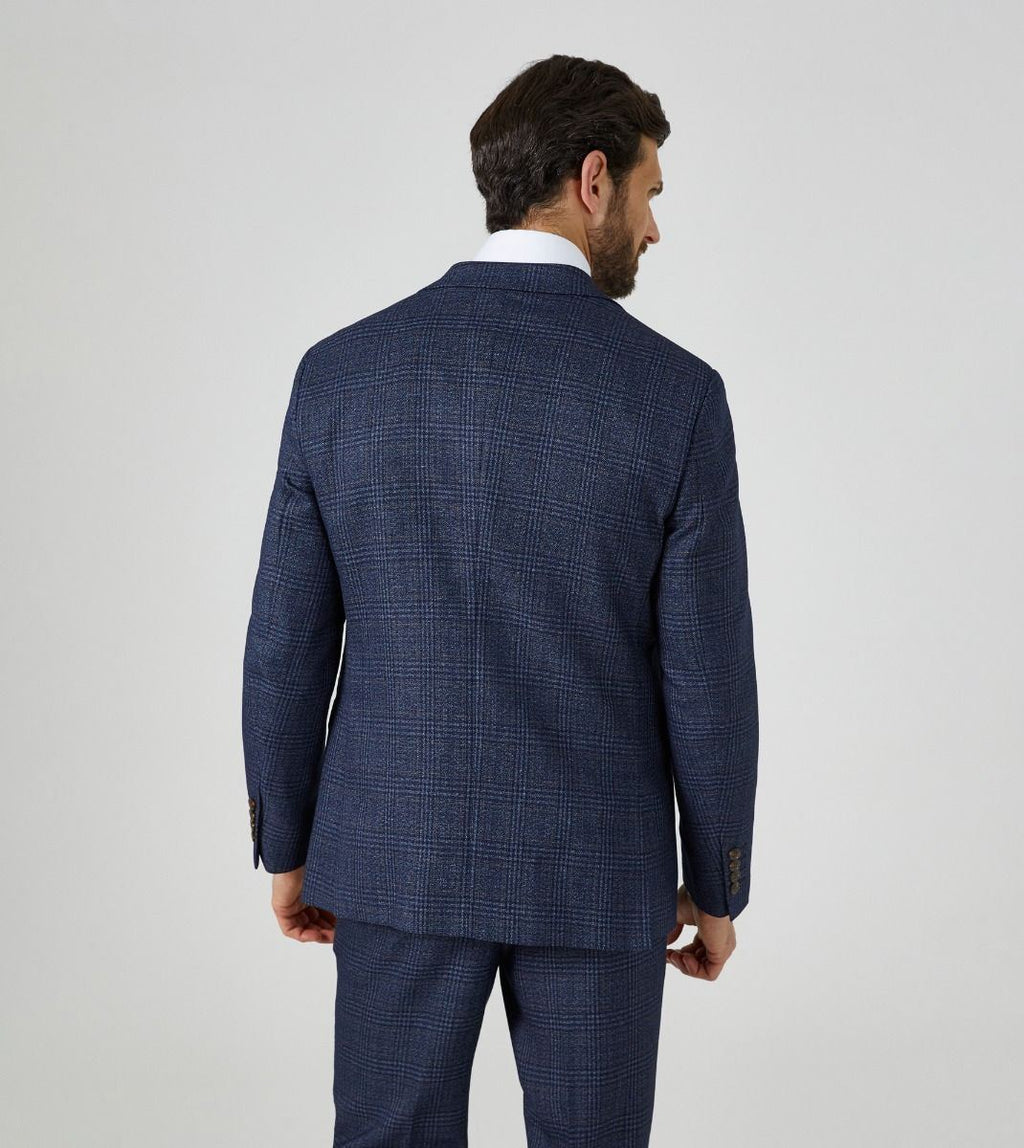 Skopes Woolf Suit Jacket For Men's in Navy Check, 34S to 70L