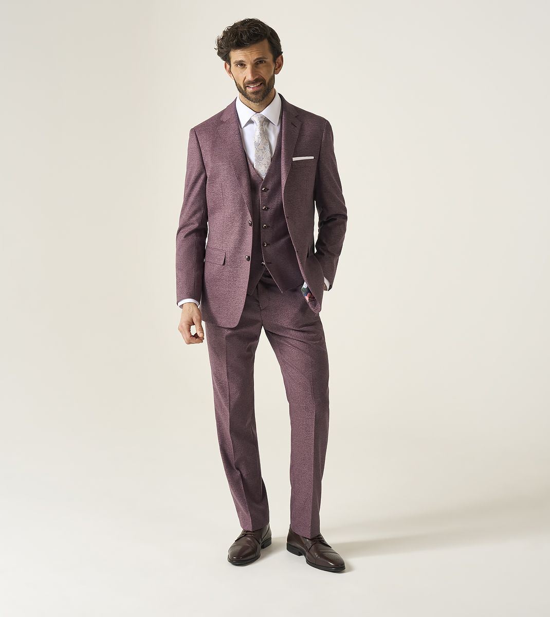 Skopes Jodrell Suit Tailored Fit Jacket For Men in Berry, 34S-62L