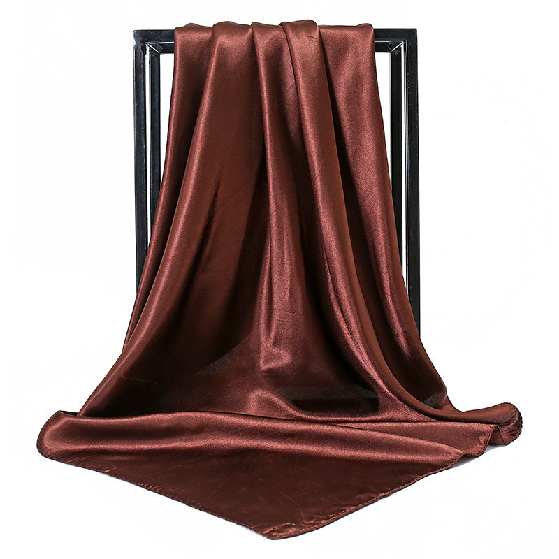 Ladies' Solid Colour Silk Satin Square Scarf, 90/90cm Headscarf, Flight Attendants' Neckerchiefs