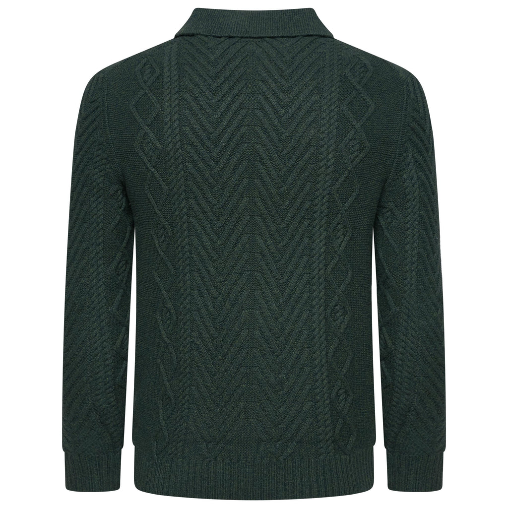 Crew Clothing Company Men's Cable Knit Button Neck Jumper 6 Colours XS–3XL