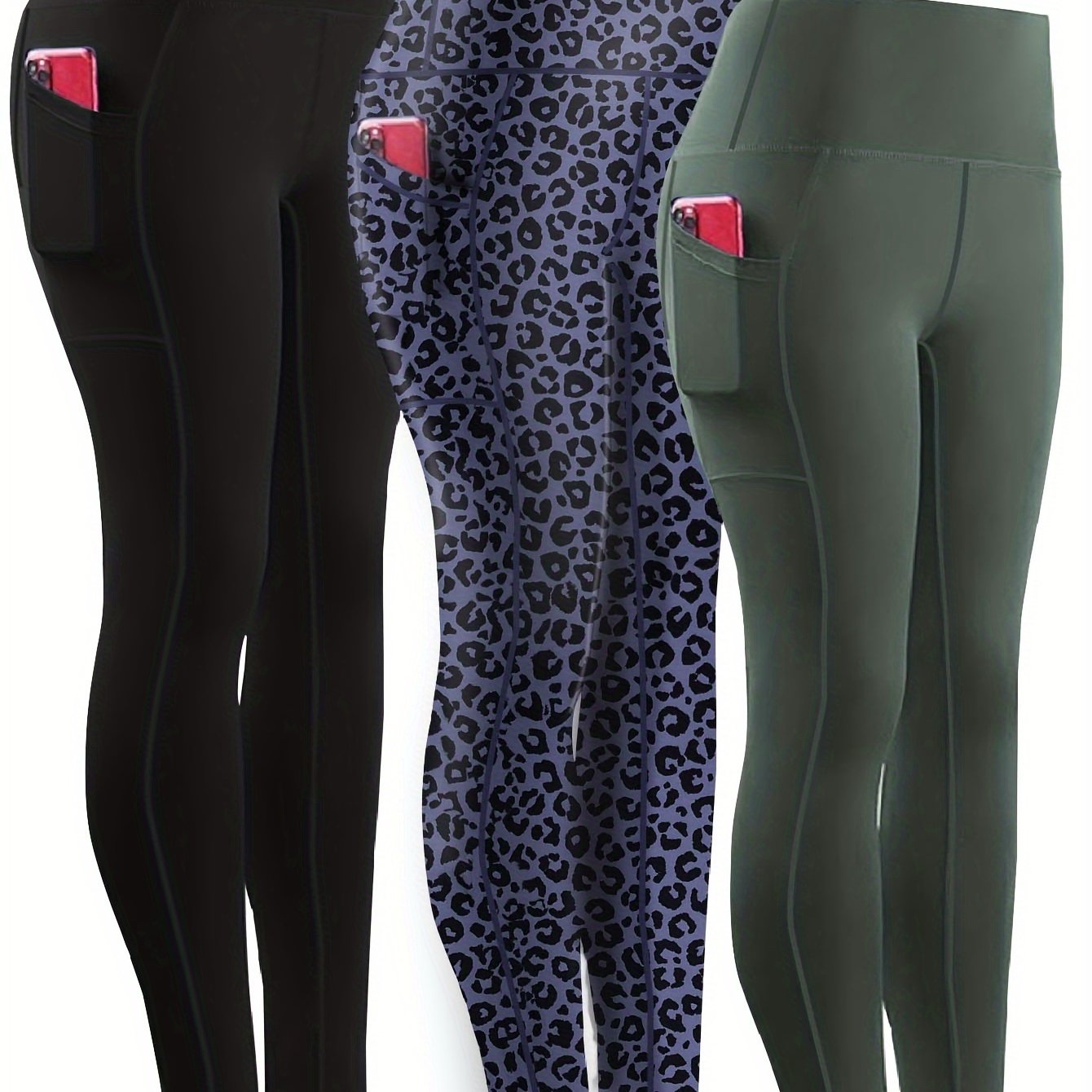 Three-piece Set, Sports Yoga Pants for Women, High Waist, Tight, Quick-Drying, Compression Pants, High Elasticity, Running Outerwear, Long Trousers, Bottoming Pants