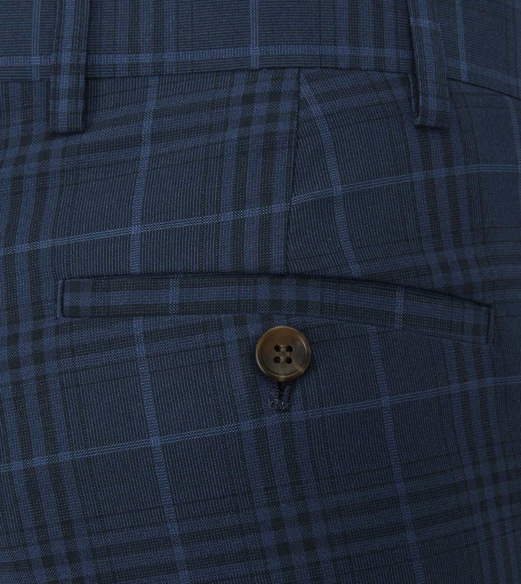 Skopes Spencer Suit Tailored Fit Trouser For Men in Navy Check, 30W-58W