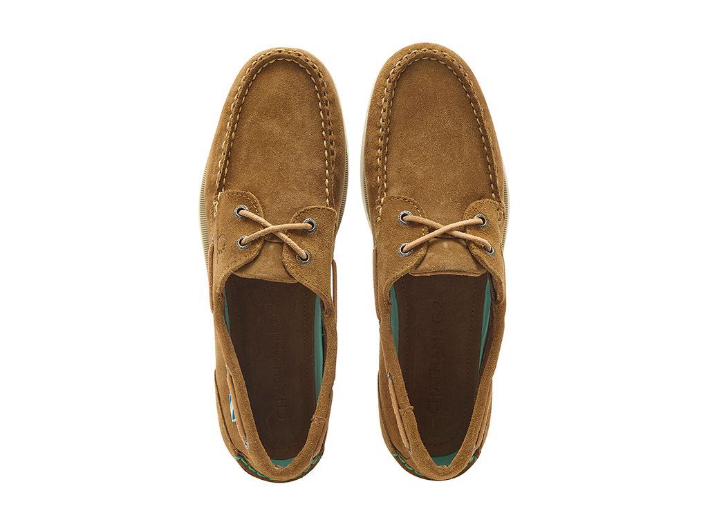 Chatham Suede Boat Shoes For Men - Compass II Repello G2 in Tan, 6-15