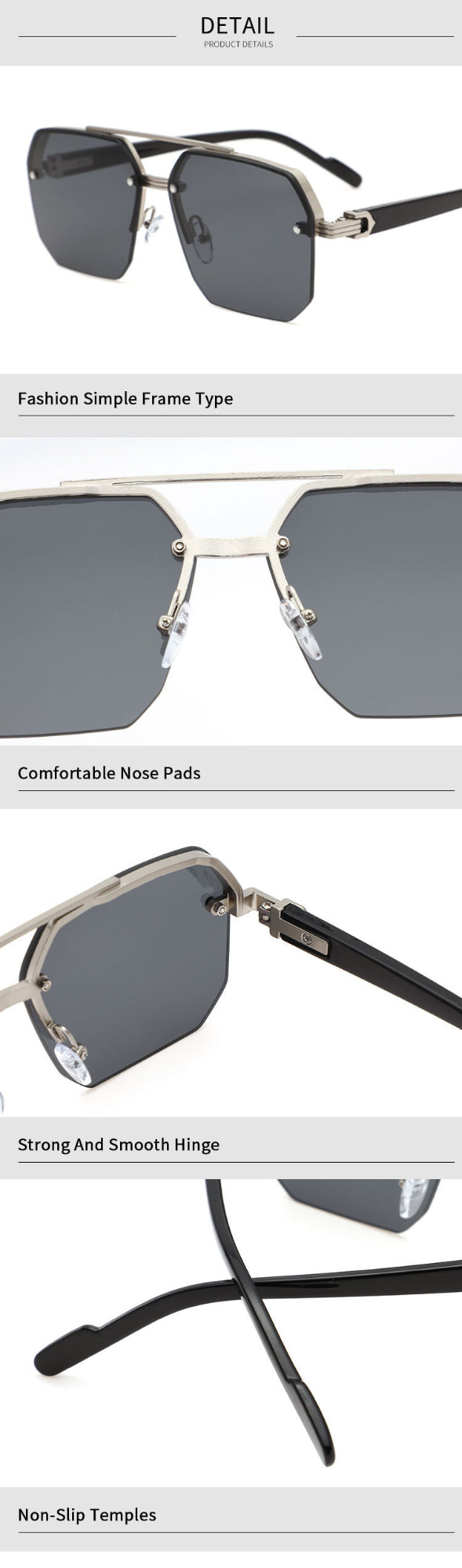 Men’s Fashion Sunglasses - Versatile Silver Gold