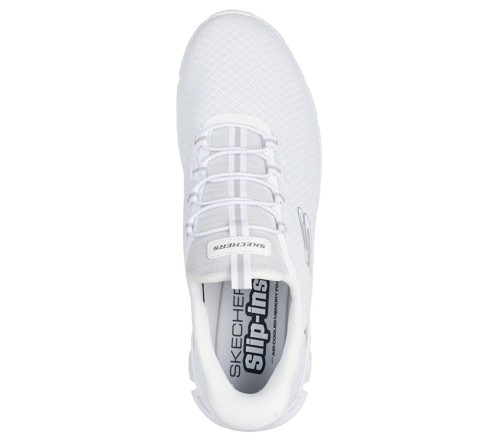 Skechers Slip On Sneaker Shoe For Men Glide-Step Noxus Slip-Ins Stretch Lace in White, 5.5-13