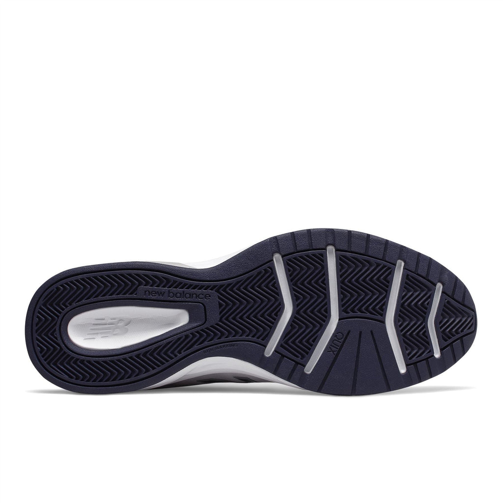 New Balance Mens EE Wide Fit Leather Sneakers (624) in White/Navy