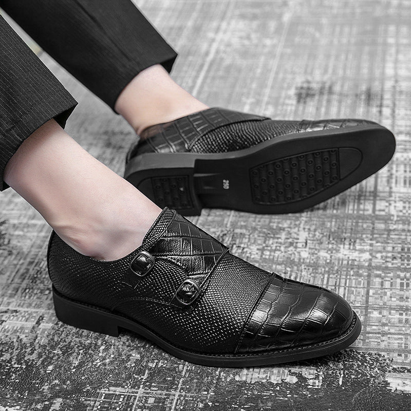 Men's Double Buckle Plus Size Leather Shoes