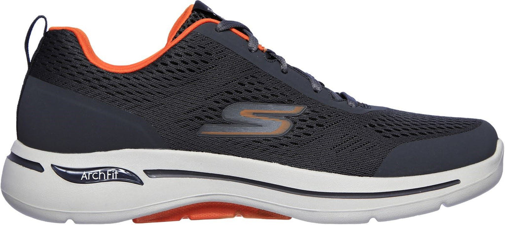 Skechers Go Walk Arch Fit Idyllic Sports Shoes Mens in Charcoal/Orange