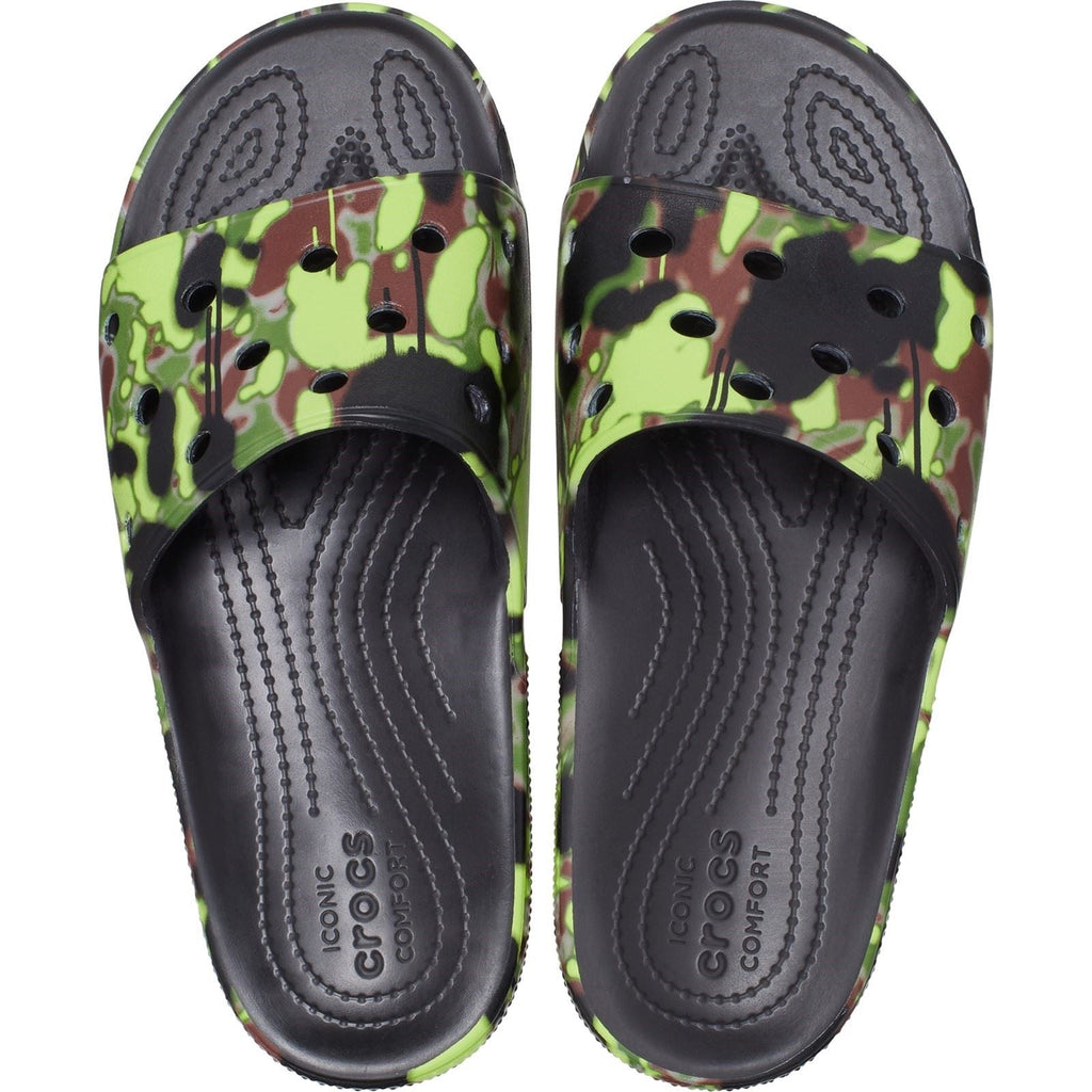 Crocs Unisex's Adult Spray Camo Slide in Black 6 to 12