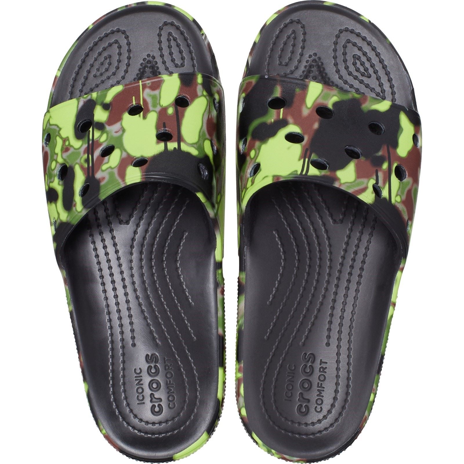 Crocs Unisex's Adult Spray Camo Slide in Black 6 to 12