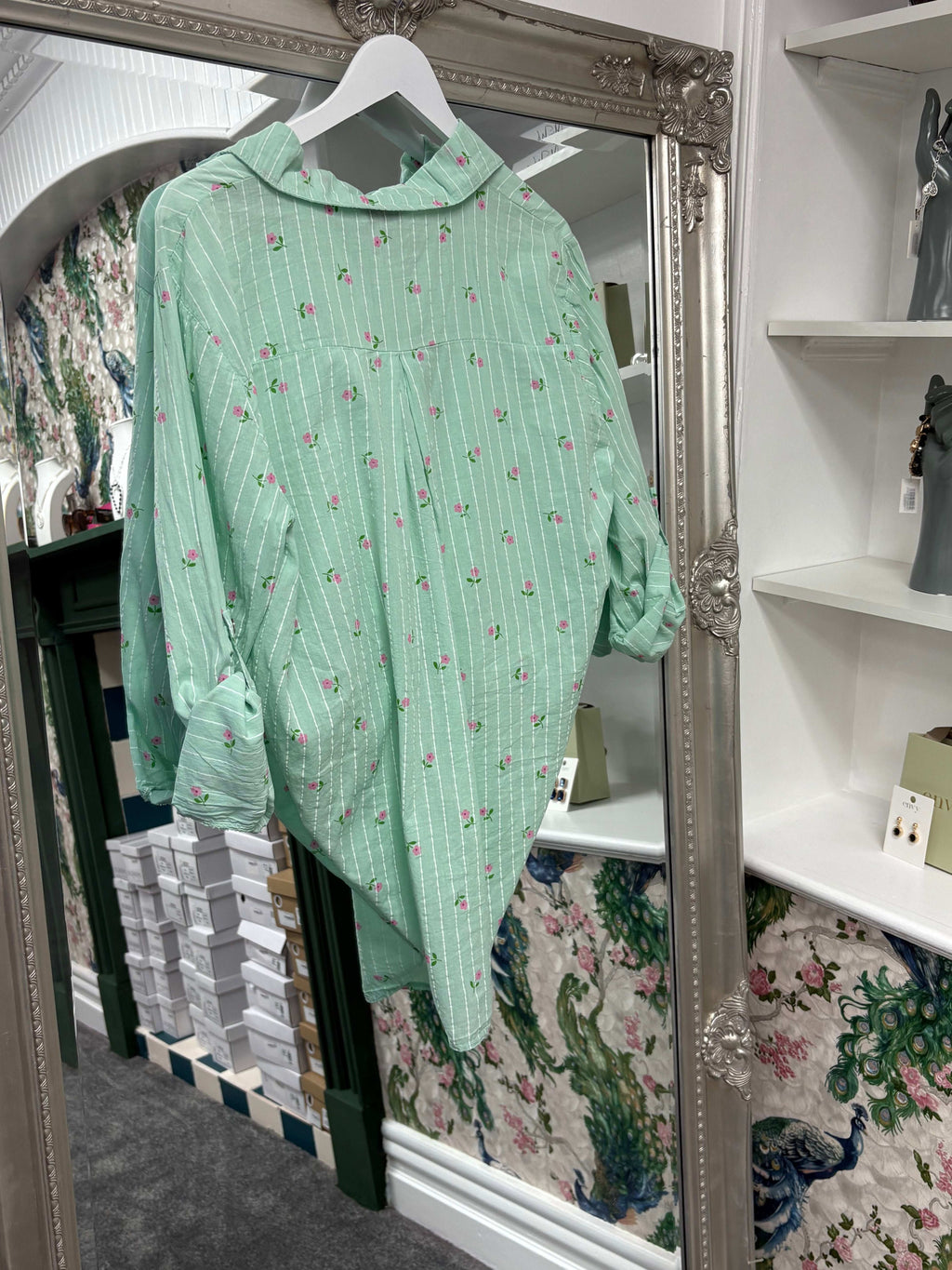 Luxtyle Flower and Stripe Longsleeve Shirt One Size 8-18