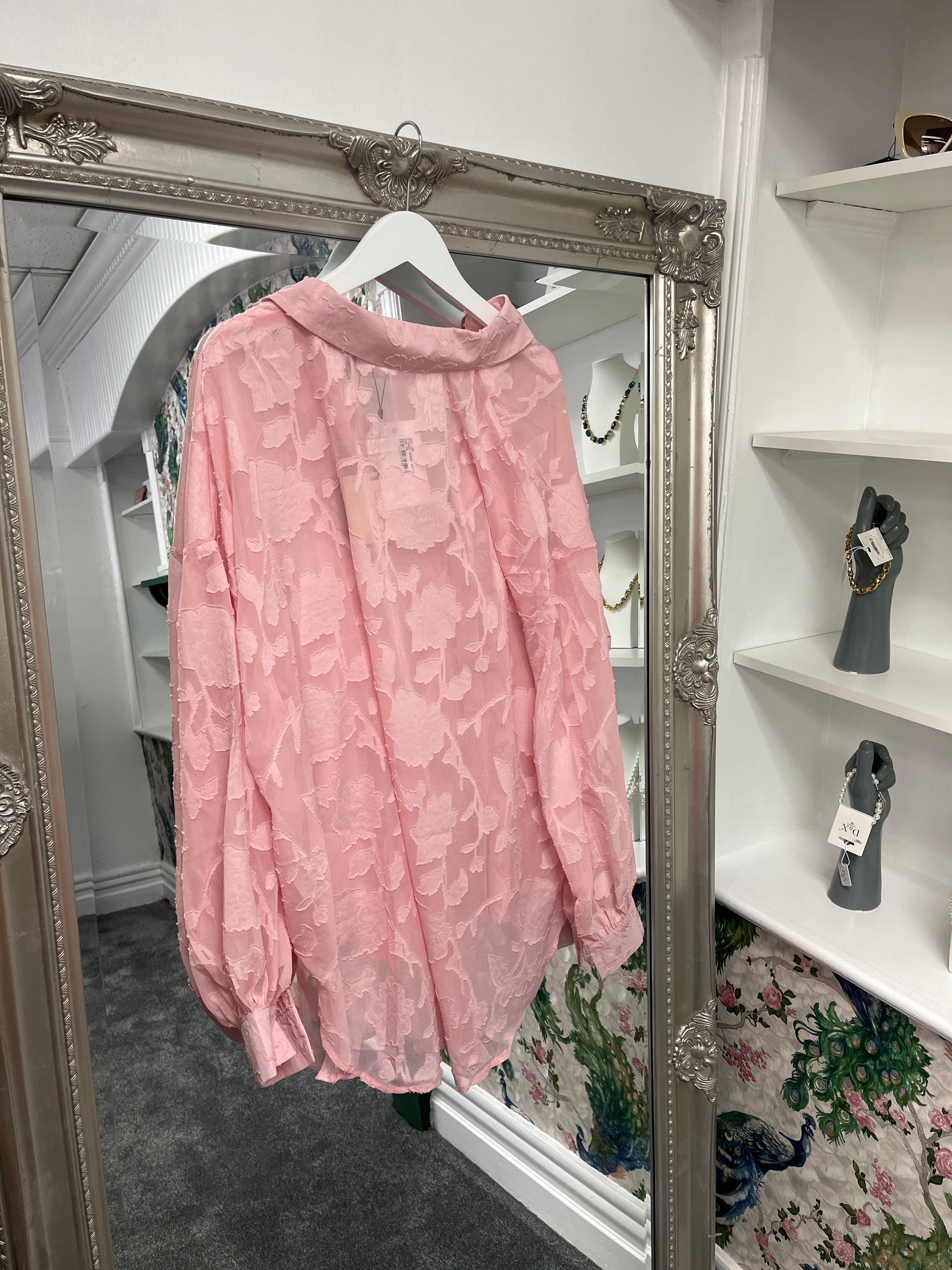 Pink Floral Sheer Shirt – Lightweight Blouse