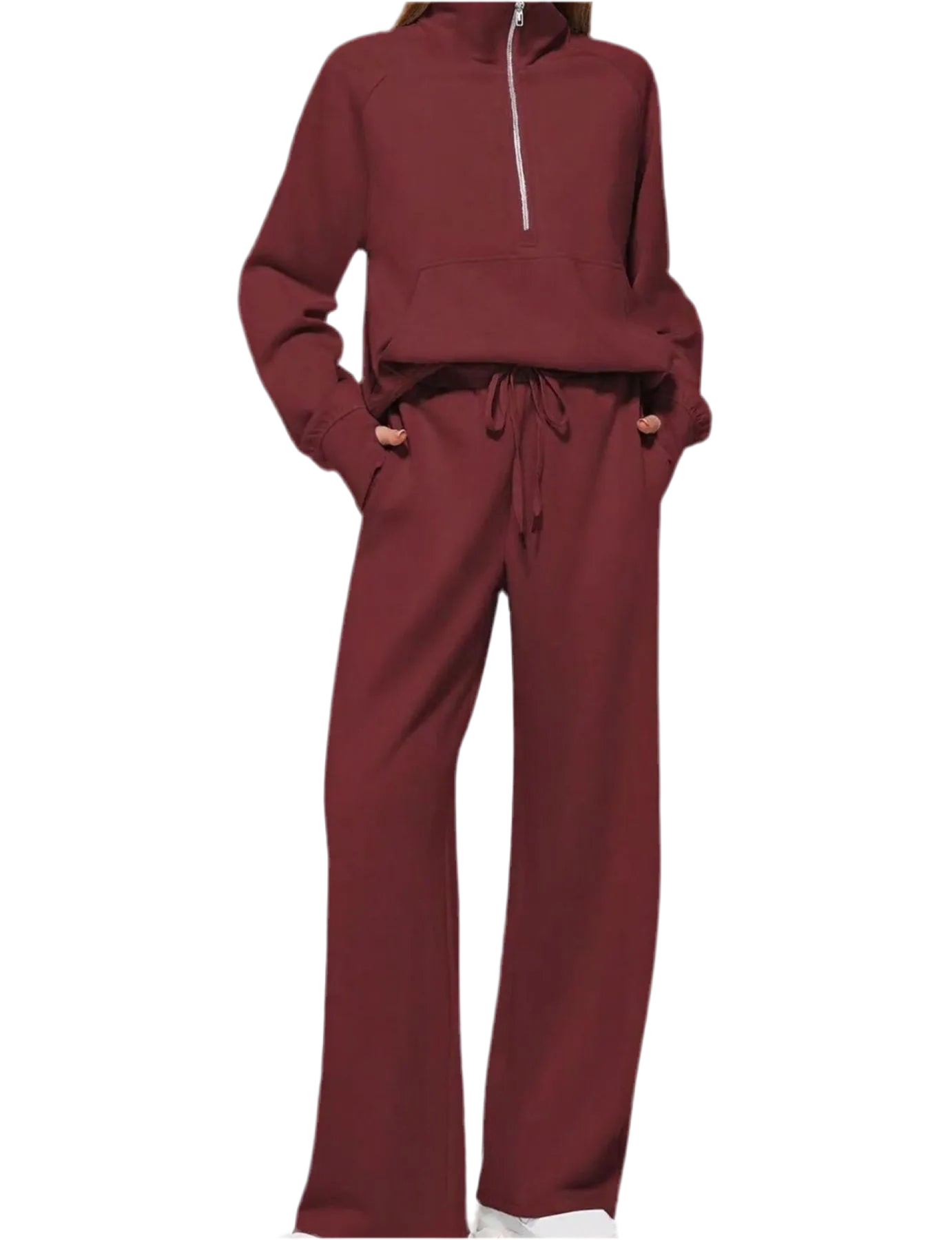 Half Zip Long Sleeve Top and Pants Set