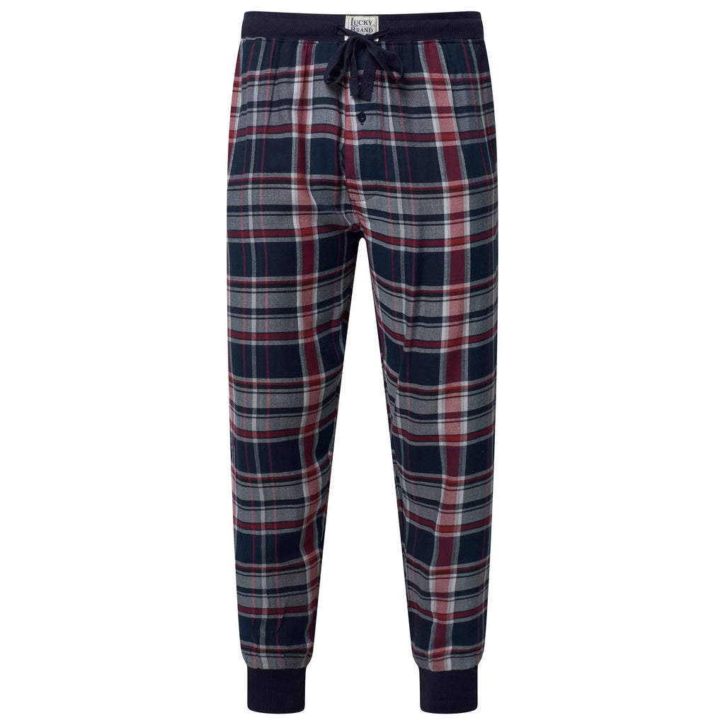 Lucky Brand Mens Pyjama Set Crew Neck Flannel Pants Cotton Lounge Sleepwear