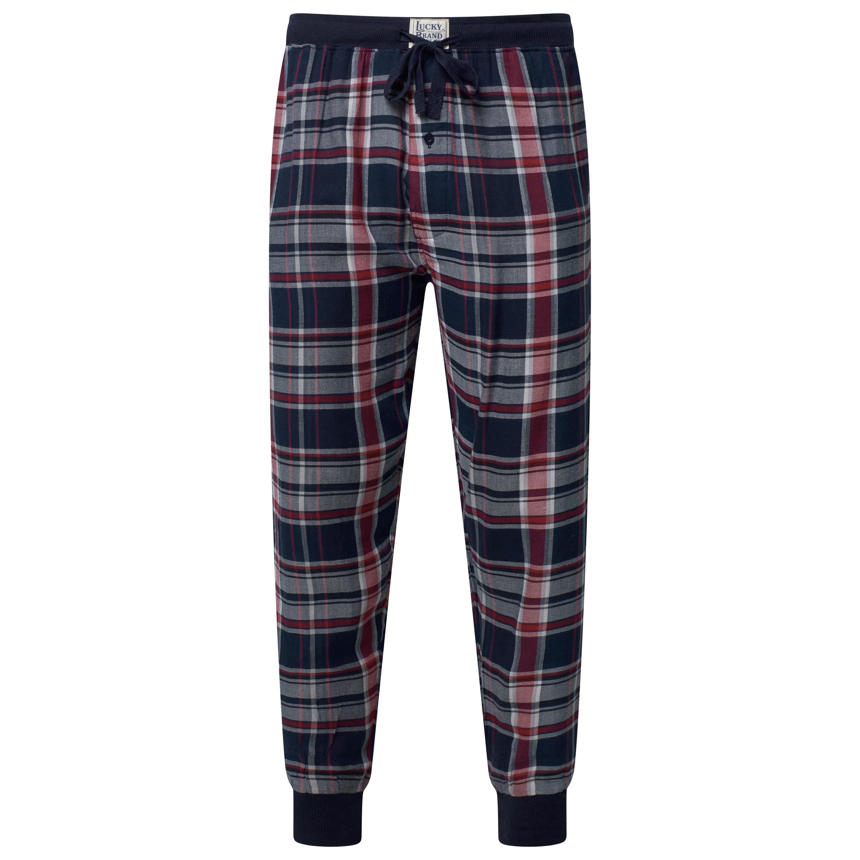 Lucky Brand Mens Pyjama Set Crew Neck Flannel Pants Cotton Lounge Sleepwear