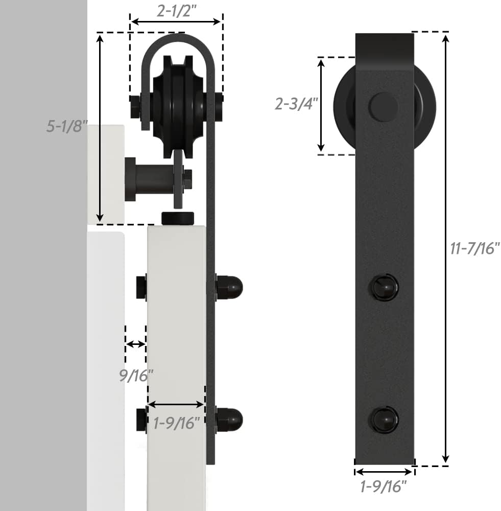 Sliding Barn Door Kit 8FT Heavy Duty Black Rail Complete Set SANKEYTEW