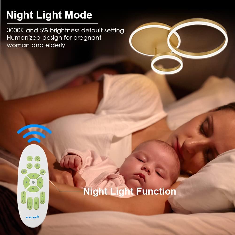 42W Dimmable LED Ceiling Light with Remote & Memory, Adjustable Color & Bright
