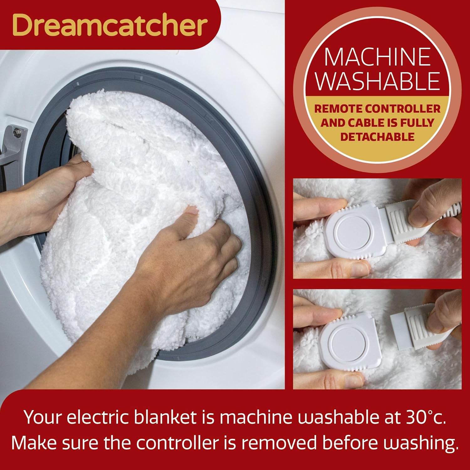 Double Electric Blanket 190x137cm Soft Fleece with 3 Heat Settings Dreamcatcher
