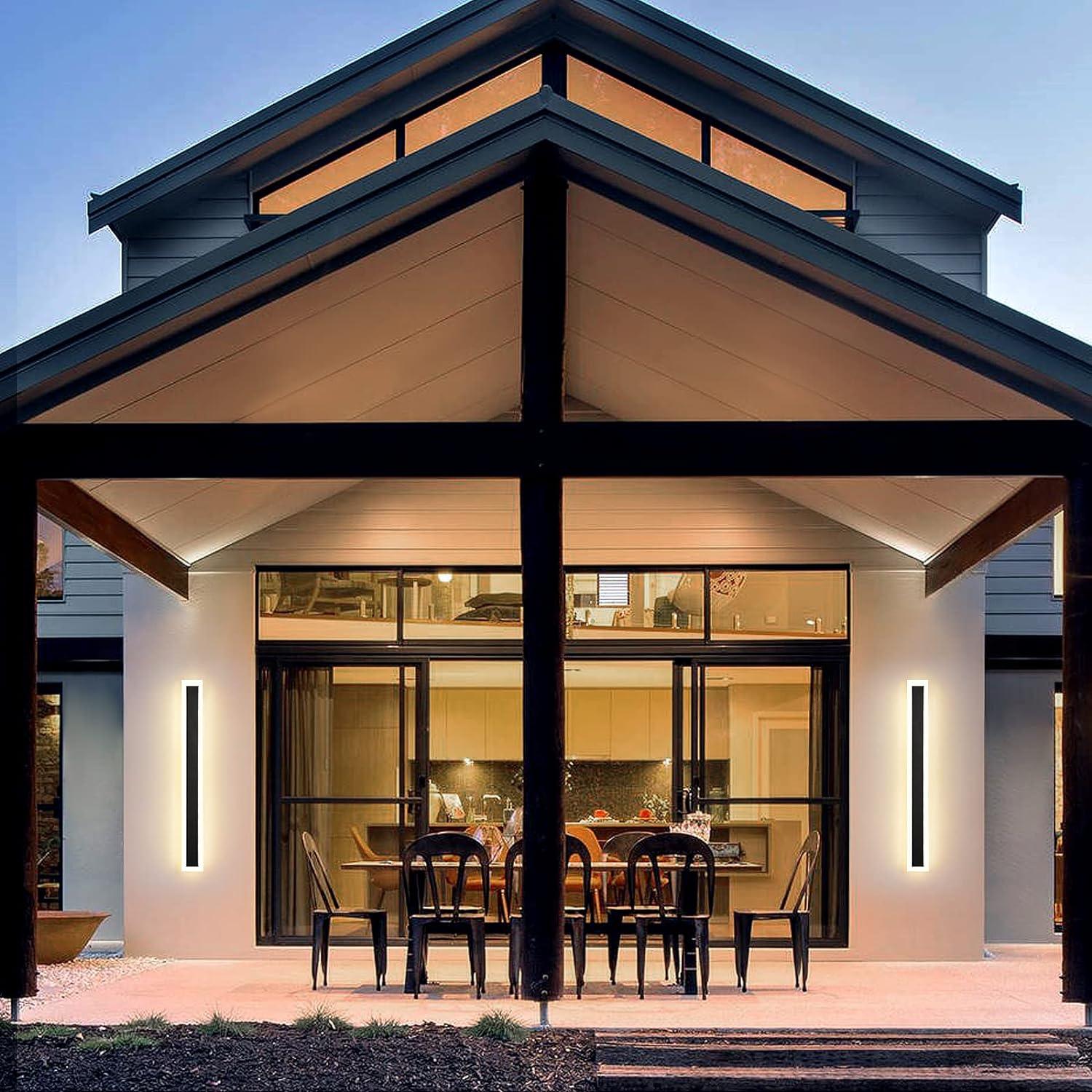 Modern Porch & Patio Wall Light 90CM | 18W Black Exterior Fixture | Waterproof