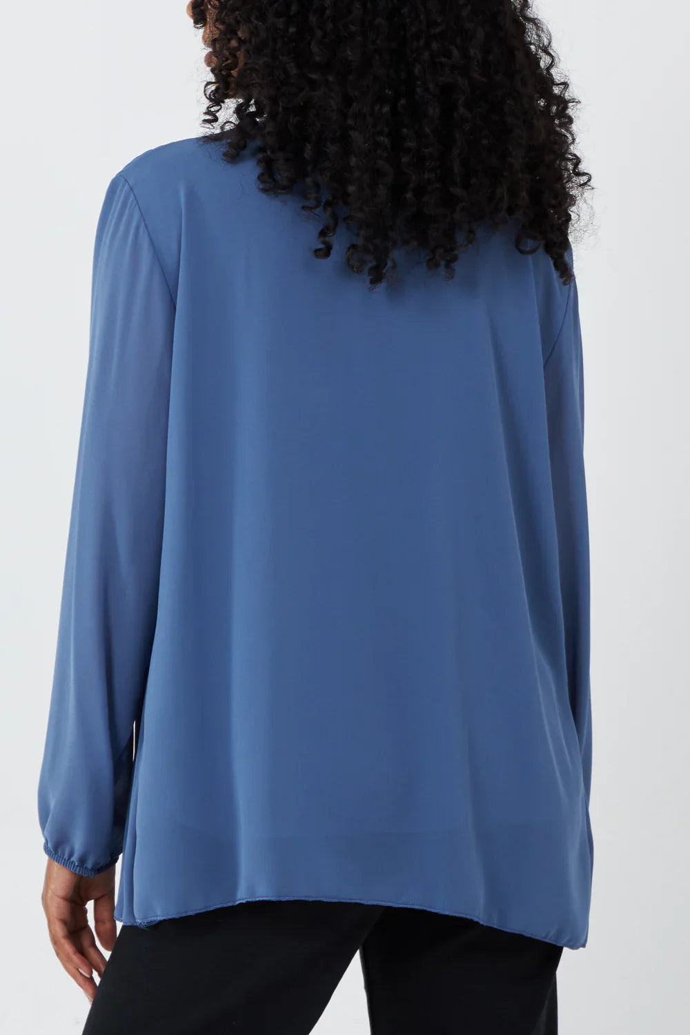 Pleated Longsleeve Top with Necklace – One Size Fits 8–16 (Available in Multiple Colours)