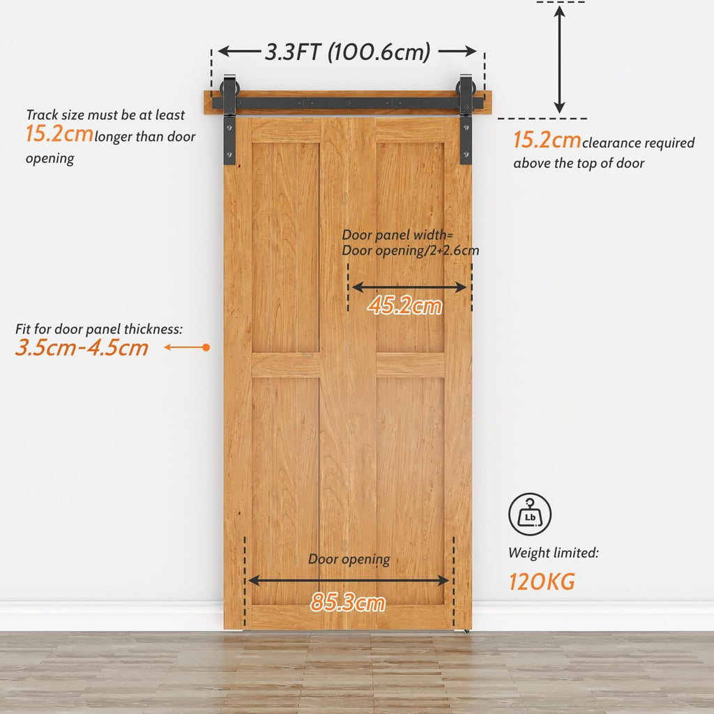 Bifold Sliding Barn Door Hardware Kit 3.3FT Double Closet Track SANKEYTEW